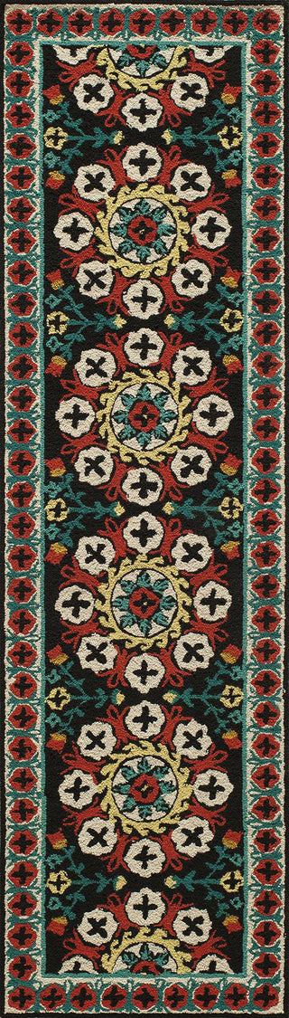 Momeni Suzani Hook SZI-2 Black Area Rug Closeup