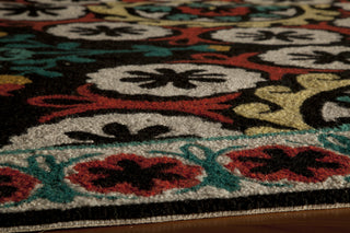 Momeni Suzani Hook SZI-2 Black Area Rug Closeup