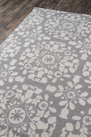 Momeni Suzani Hook SZI-4 Grey Area Rug Corner Shot Feature