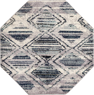 Unique Loom Tagine T-TAGN2 Blue Gray Area Rug Octagon Top-down Image