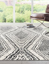 Unique Loom Tagine T-TAGN3 Black and White Area Rug Rectangle Lifestyle Image