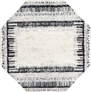Unique Loom Tagine T-TAGN4 Black and White Area Rug Octagon Top-down Image
