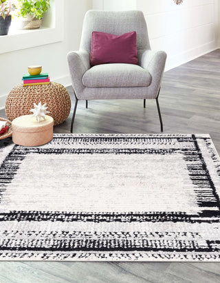 Unique Loom Tagine T-TAGN4 Black and White Area Rug Square Lifestyle Image