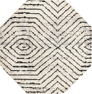 Unique Loom Tagine T-TAGN5 Black and White Area Rug Octagon Top-down Image