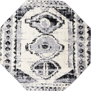 Unique Loom Tagine T-TAGN6 Black and White Area Rug Octagon Top-down Image