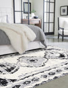 Unique Loom Tagine T-TAGN6 Black and White Area Rug Rectangle Lifestyle Image