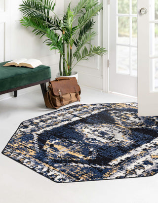 Unique Loom Tagine T-TAGN6 Blue Area Rug Octagon Lifestyle Image Feature