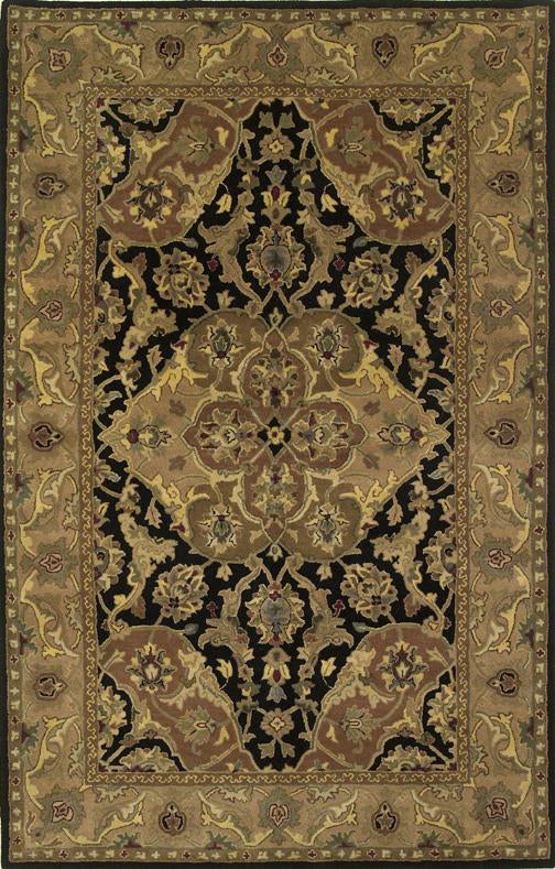KAS Taj Palace 8735 Black/Coffee Polynaise Area Rug