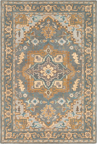 Surya Tabriz TBZ-1002 Medium Gray Tan Light Cream Teal Area Rug main image