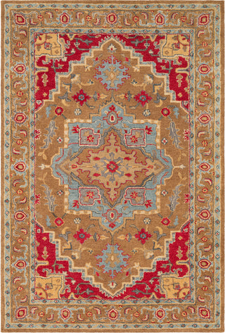 Surya Tabriz TBZ-1005 Camel Aqua Bright Red Wheat Tan Medium Gray Area Rug main image