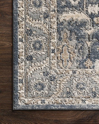 Loloi II Teagan TEA-03 Denim/Pebble Area Rug Corner On Wood