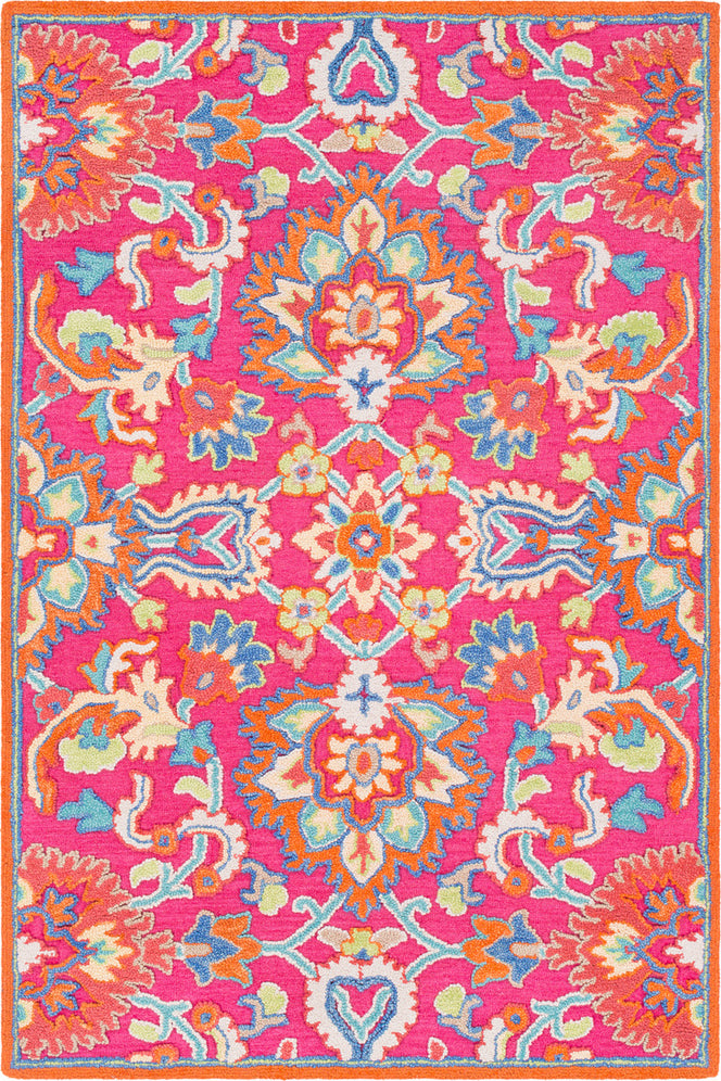 Surya Technicolor TEC-1000 Bright Pink Coral Denim Lime Butter Ivory Area Rug main image