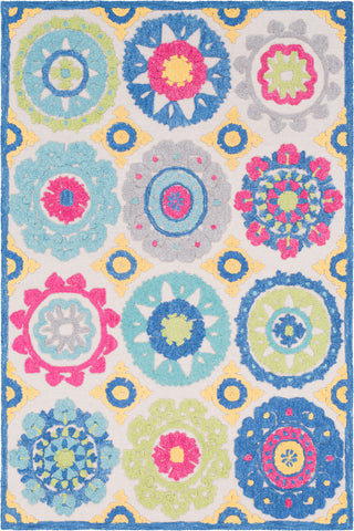 Surya Technicolor TEC-1001 Aqua Bright Blue Lime Yellow Pink Taupe Area Rug main image