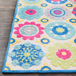 Surya Technicolor TEC-1001 Aqua Bright Blue Lime Yellow Pink Taupe Area Rug Detail Image