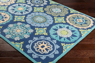 Surya Technicolor TEC-1003 Dark Blue Light Gray Mint Lime Green Butter Area Rug Corner Image