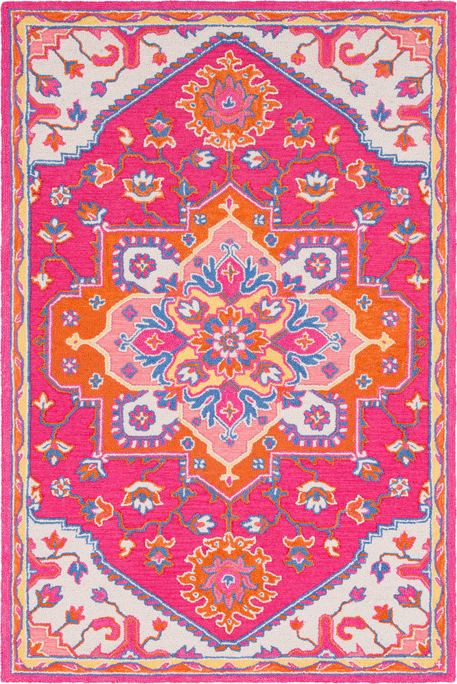 Surya Technicolor TEC-1006 Bright Pink Orange Dark Blue Rose Ivory Saffron Area Rug main image