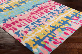 Surya Technicolor TEC-1008 Saffron Dark Blue Pale Pink Ice Aqua Bright Cream Area Rug Corner Image