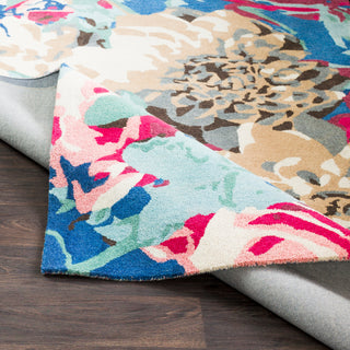 Surya Technicolor TEC-1011 Bright Pink Rose Pale Blue Ice Sage Cream Camel Medium Gray Area Rug Pile Image