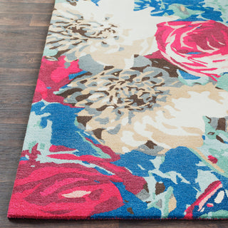 Surya Technicolor TEC-1011 Bright Pink Rose Pale Blue Ice Sage Cream Camel Medium Gray Area Rug Detail Image