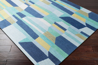 Surya Technicolor TEC-1028 Dark Blue Denim Light Gray Mint Green Area Rug Corner Image