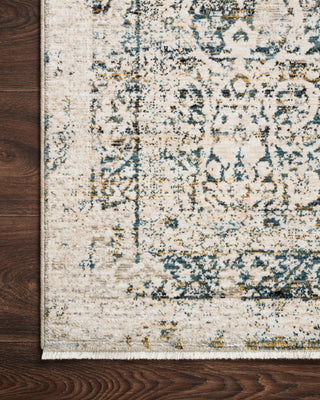 Loloi Theia THE-01 Natural/Ocean Area Rug Corner On Wood