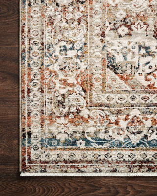 Loloi Theia THE-05 Taupe/Brick Area Rug Corner On Wood