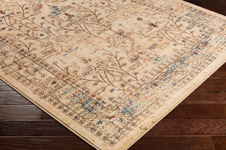 Surya Tharunaya THN-1003 Dark Brown Navy Teal Saffron Burnt Orange Khaki Cream Area Rug Corner Image
