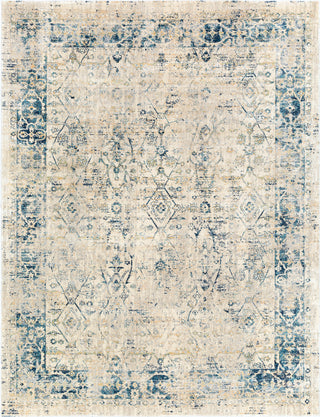 Surya Tharunaya THN-1004 Navy Khaki Saffron Cream Silver Gray Medium Teal Area Rug Main Image 8 X 10