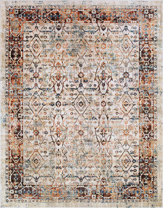 Surya Tharunaya THN-1006 Burnt Orange Dark Brown Cream Khaki Saffron Navy Teal Area Rug Main Image 8 X 10