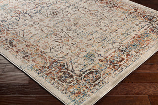 Surya Tharunaya THN-1006 Burnt Orange Dark Brown Cream Khaki Saffron Navy Teal Area Rug Corner Image