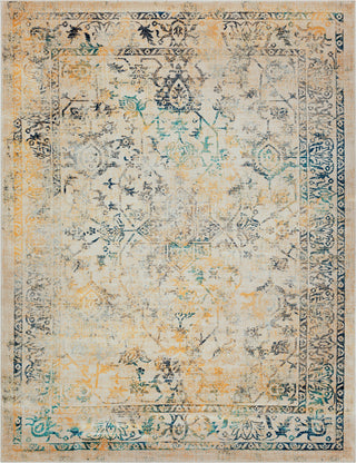 Surya Tharunaya THN-1008 Teal Navy Silver Gray Saffron Khaki Cream Medium Area Rug Main Image 8 X 10