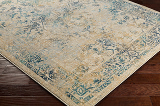 Surya Tharunaya THN-1008 Teal Navy Silver Gray Saffron Khaki Cream Medium Area Rug Corner Image