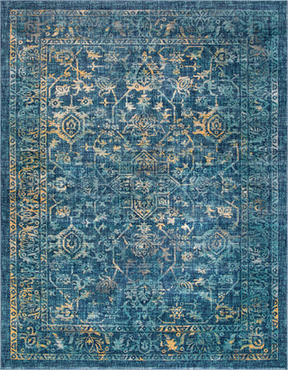 Surya Tharunaya THN-1009 Navy Teal Cream Medium Gray Saffron Area Rug Main Image 8 X 10