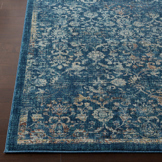 Surya Tharunaya THN-1012 Navy Teal Cream Saffron Burnt Orange Area Rug Detail Image