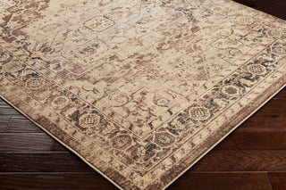 Surya Tharunaya THN-1013 Camel Dark Blue Light Gray Cream Rose Teal Burnt Orange Area Rug Corner Image