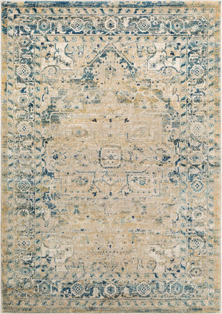 Surya Tharunaya THN-1014 Dark Blue Beige Teal Cream Saffron Light Gray Medium Area Rug main image