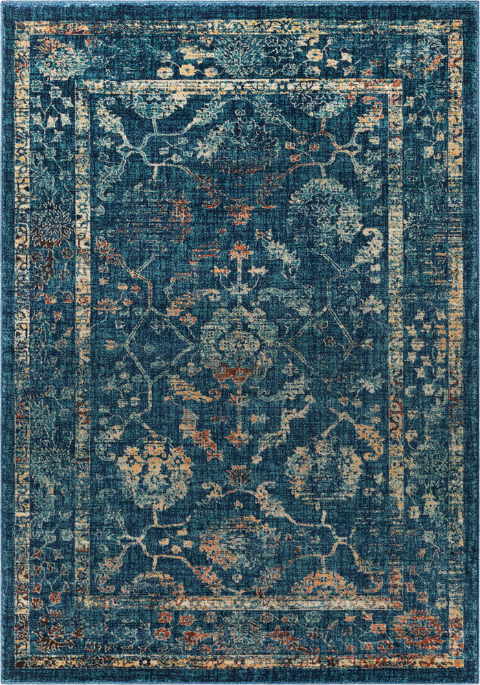 Surya Tharunaya THN-1021 Navy Teal Saffron Cream Burnt Orange Area Rug main image