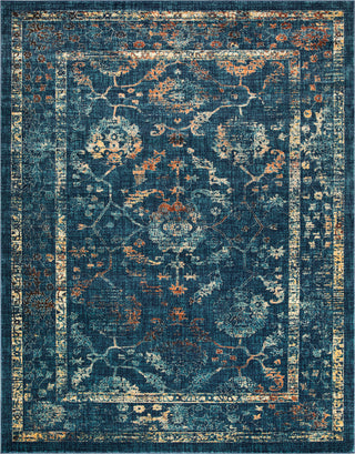 Surya Tharunaya THN-1021 Navy Teal Saffron Cream Burnt Orange Area Rug Main Image 8 X 10