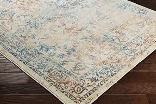 Surya Tharunaya THN-1025 Burnt Orange Dark Brown Navy Teal Saffron Khaki Cream Area Rug Corner Image