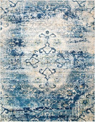 Surya Tharunaya THN-1030 Navy Teal Silver Gray Medium Saffron Cream Area Rug Main Image 8 X 10