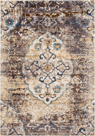 Surya Tharunaya THN-1031 Dark Blue Brown Cream Burnt Orange Saffron Aqua Area Rug main image