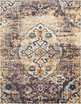 Surya Tharunaya THN-1031 Dark Blue Brown Cream Burnt Orange Saffron Aqua Area Rug Main Image 8 X 10