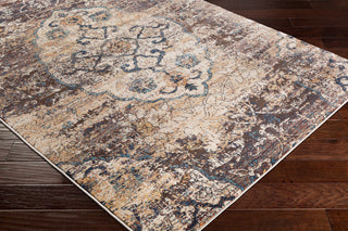 Surya Tharunaya THN-1031 Dark Blue Brown Cream Burnt Orange Saffron Aqua Area Rug Corner Image