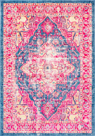 Surya Tharunaya THN-1033 Bright Red Garnet Dark Blue Aqua Cream Yellow Peach Area Rug main image