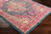 Surya Tharunaya THN-1033 Bright Red Garnet Dark Blue Aqua Cream Yellow Peach Area Rug Corner Image