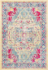 Surya Tharunaya THN-1034 Bright Yellow Aqua Dark Blue Garnet Red Peach Area Rug main image