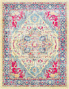 Surya Tharunaya THN-1034 Bright Yellow Aqua Dark Blue Garnet Red Peach Area Rug Main Image 8 X 10