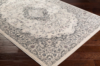 Surya Tharunaya THN-1035 Medium Gray Cream Black Bright Purple Area Rug Corner Image