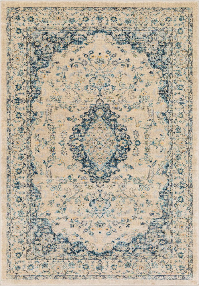 Surya Tharunaya THN-1036 Cream Saffron Medium Gray Silver Teal Navy Area Rug main image