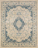 Surya Tharunaya THN-1036 Cream Saffron Medium Gray Silver Teal Navy Area Rug Main Image 8 X 10